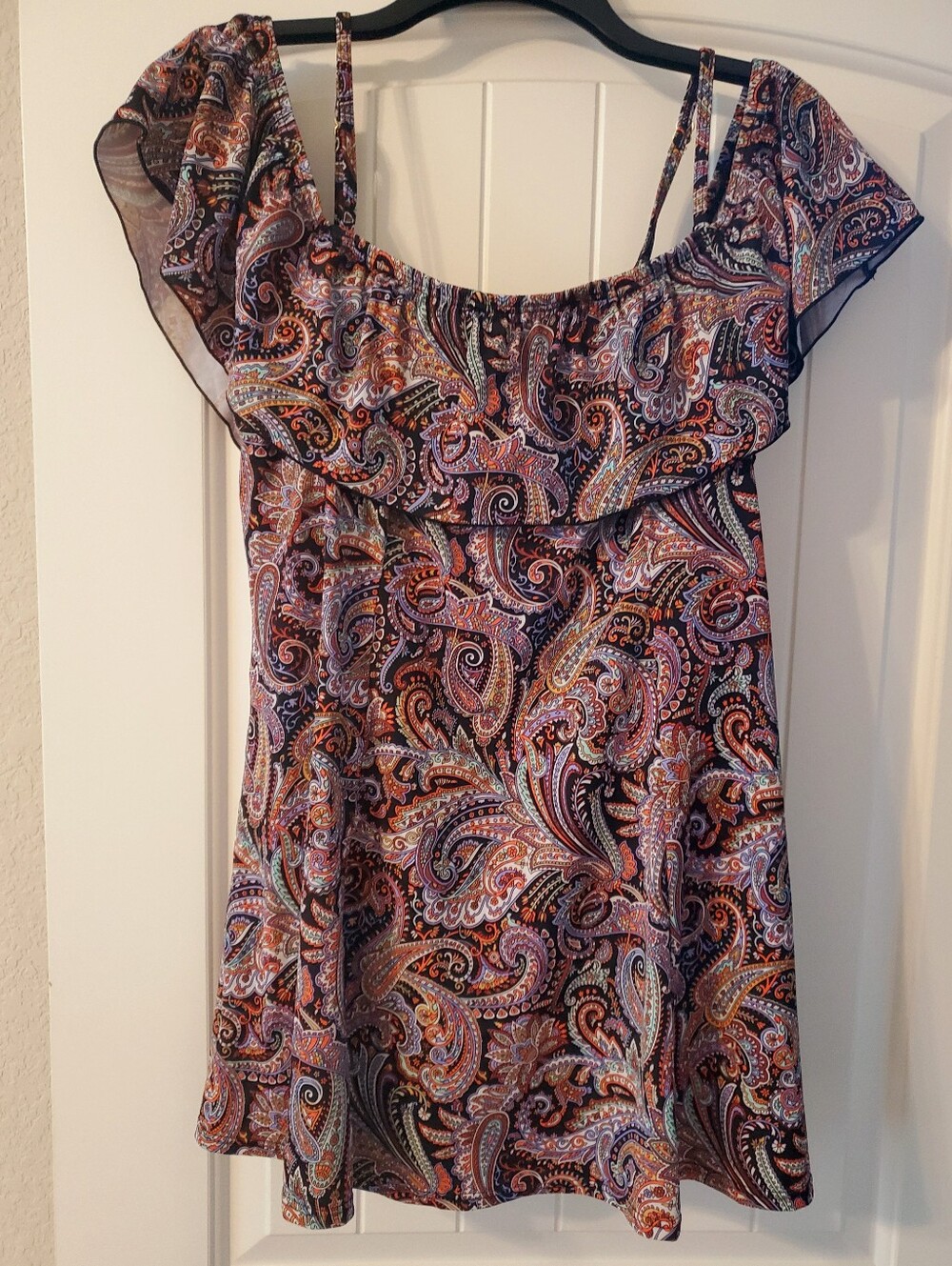 Women Paisley Ruffle one piece Swim Dress /Paisley Festival Boho